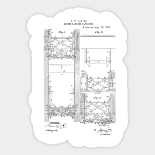 Safety gate for elevator Vintage Retro Patent Hand Drawing Funny Novelty Gift Sticker